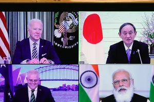 Hội nghị thượng đỉnh Bộ tứ vào tháng 3. Ảnh: Ryohei Moriya/AFP