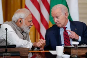 Tổng thống Mỹ Joe Biden và Thủ tướng Ấn Độ Narendra Modi tại Nhà Trắng hôm 23-6. Ảnh: AP