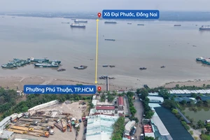 Toàn cảnh khu vực xây cầu Phú Mỹ 2 dài 6,3km vượt sông Đồng Nai