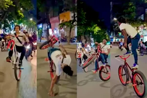 Nhóm người nước ngoài chạy xe đạp một bánh lạng lách bốc đầu, đánh võng trên đường phố có bị phạt? 