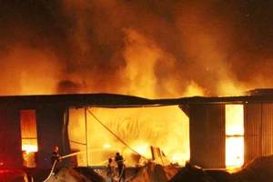 'Biển lửa' bao trùm công ty gỗ ở Bình Dương