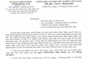 Đồng Nai cho HS nghỉ học hết tháng 2 để phòng chống COVID-19