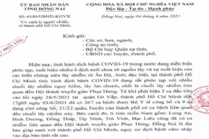 Người từ TP.HCM đến Đồng Nai phải cách ly 21 ngày