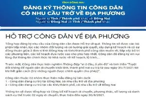 Đồng Nai: Người dân muốn trở về quê có thể đăng ký qua mạng 