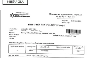 Mang giấy xét nghiệm COVID-19 giả đến bệnh viện yêu cầu đóng mộc