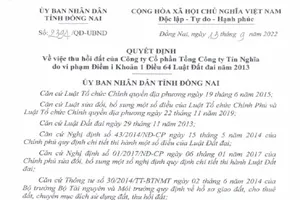 Vi phạm Luật đất đai, 1 doanh nghiệp bị thu hồi hơn 3.500m2 đất