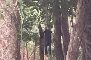 Thi thể nam thanh niên trong tư thế treo cổ trong lô cao su