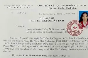 Công an thông báo truy tìm nữ sinh mất tích ở Đồng Nai