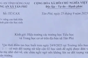 Công an khuyến cáo sau vụ 1 phụ nữ đến trường lừa đón 2 học sinh 