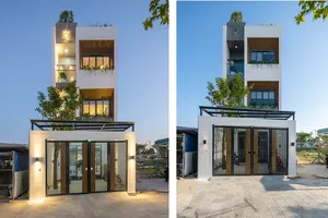 Lạ mắt với mẫu nhà ống có nhiều giếng trời