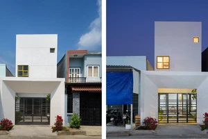 Ngôi nhà màu trắng nổi bật giữa phố ở Bình Dương