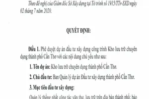 Cần Thơ xây kho lưu trữ chuyên dụng hơn 68 tỉ