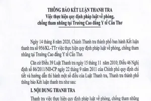 Sai phạm tại Trường Cao đẳng Y tế Cần Thơ: Nộp lại gần 24 tỉ 