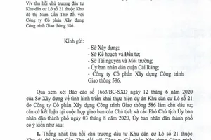 Cần Thơ: Thu hồi chủ trương đầu tư Khu dân cư lô số 21