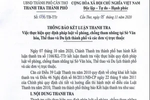 Cần Thơ: 1 sở và đơn vị trực thuộc bị truy nộp gần 483 triệu 