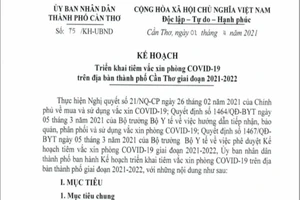 Cần Thơ ban hành kế hoạch tiêm vaccine phòng COVID-19