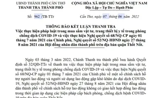 Cần Thơ: Thu hồi 206 triệu đồng chi hỗ trợ trong dịch chưa đúng