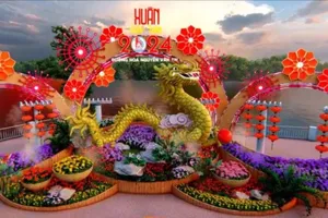 Đường hoa tết Nguyên đán Giáp Thìn 2024 ven sông đẹp mê ở Đồng Nai