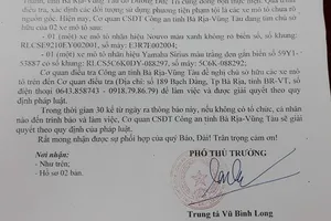 Tìm chủ 2 xe máy bỏ ở Bà Rịa-Vũng Tàu