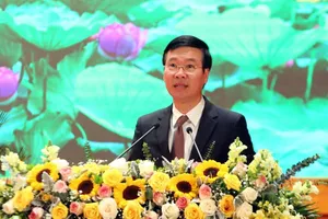 Ủy viên Bộ Chính trị, Bí thư Trung ương Đảng, Trưởng Ban Tuyên giáo Trung ương Võ Văn Thưởng phát biểu tại Hội nghị. Ảnh: VGP