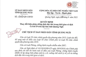 Quảng Ngãi: 9 địa phương áp dụng Chỉ thị 16, 4 huyện áp dụng Chỉ thị 15