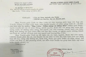 ‘Dựa hơi’ công văn của Ban Tuyên giáo Tỉnh ủy để đề nghị doanh nghiệp quảng cáo