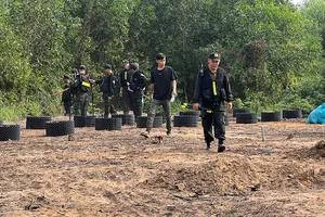 Hàng trăm cảnh sát của Công an tỉnh Long An và Công an TP.HCM được điều động đến khu vực nghi phạm lẩn trốn.