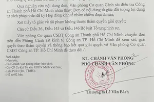Công an TP.HCM chuyển đơn tố một đơn vị chiếm đoạt hơn 32 tỉ đồng