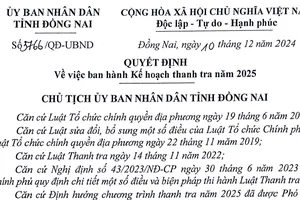 Đồng Nai sẽ tiến hành hơn 500 cuộc thanh tra trong năm 2025