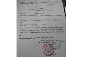 Vụ Cát Tường: Gia đình nạn nhân không đồng ý với giấy báo của Tòa án