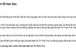 Báo điện tử Trí thức trẻ xin lỗi bạn đọc