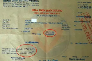 Năm 2018, Pháp Luật TP.HCM thu thập được hóa đơn mà bệnh nhân đóng tiền tại Khoa bỏng, BV Trưng Vương, trong đó phần in thể hiện số tiền bệnh nhân đóng 20 triệu đồng, phần ghi thêm 45 triệu đồng.