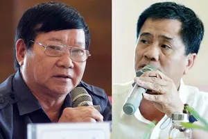Ông Lê Như Tiến, nguyên Phó Chủ nhiệm Ủy ban Văn hóa, Giáo dục của Quốc hội (trái) và ông Nguyễn Văn Đính, Phó Chủ tịch Hiệp hội Bất động sản Việt Nam, Chủ tịch Hội Môi giới bất động sản, phát biểu tại tọa đàm.