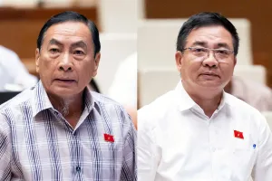 Đại biểu Phạm Văn Hòa (đoàn Đồng Tháp) và đại biểu Nguyễn Minh Đức (đoàn TP.HCM).