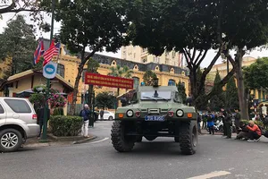 Dàn xe 'khủng' công an Hà Nội bảo vệ hội nghị Mỹ - Triều