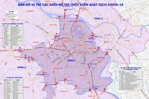 Hà Nội công bố bản đồ chốt kiểm soát giữa các vùng dịch
