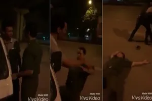 Cú trượt ngã 'khó tin' của vị thiếu tá công an phường