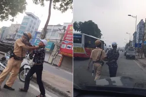 Thanh niên xăm trổ đánh tới tấp CSGT vì bị dừng xe