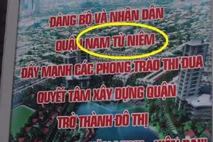 Hà Nội: Khẩu hiệu viết sai tên quận thành 'Nam Từ Niêm'