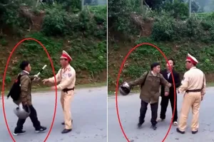 Giằng gậy, dọa đánh CSGT bằng nón bảo hiểm