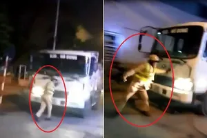 Truy tìm tài xế xe tải lao thẳng vào CSGT Hà Nội