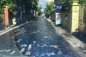 Nắng nóng khủng khiếp, mặt đường chảy nhựa loang lổ 