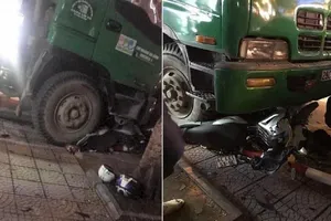 Xe chở rác tông hàng loạt xe, 2 người bị thương nặng