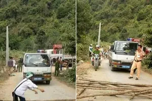 Dân mang cây chặn đường CSGT để đòi xe vi phạm