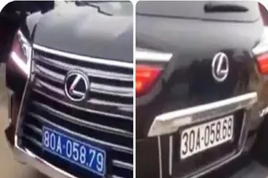 Công an xác minh xe Lexus đầu biển số xanh, đuôi biển số trắng