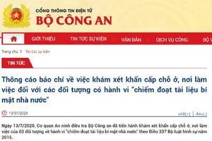 Khám xét khẩn cấp chỗ ở của 3 người chiếm đoạt bí mật nhà nước