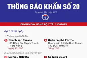 Thông báo khẩn của Bộ Y tế tối 31-7