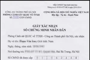 Việc cấp giấy xác nhận số CMND theo dự thảo của Bộ Công an 