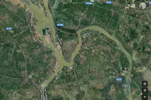 Khu vực ngã ba sông Đuống - sông Thái Bình. Ảnh: Google Maps