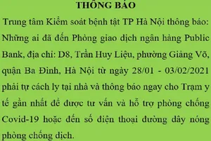 Khẩn: Tìm người từng đến ngân hàng có ca nhiễm COVID-19